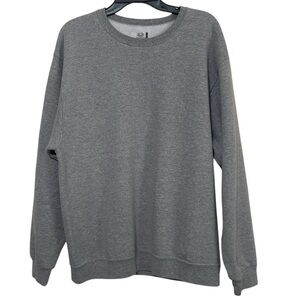 Fruit of the Loom Grey Crewneck Sweatshirt Blank Fleece Pullover Large
